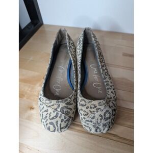 TOMS Leopard Print Ballet Flats Slip On‎ Casual Shoes Comfort Size 6 B1
